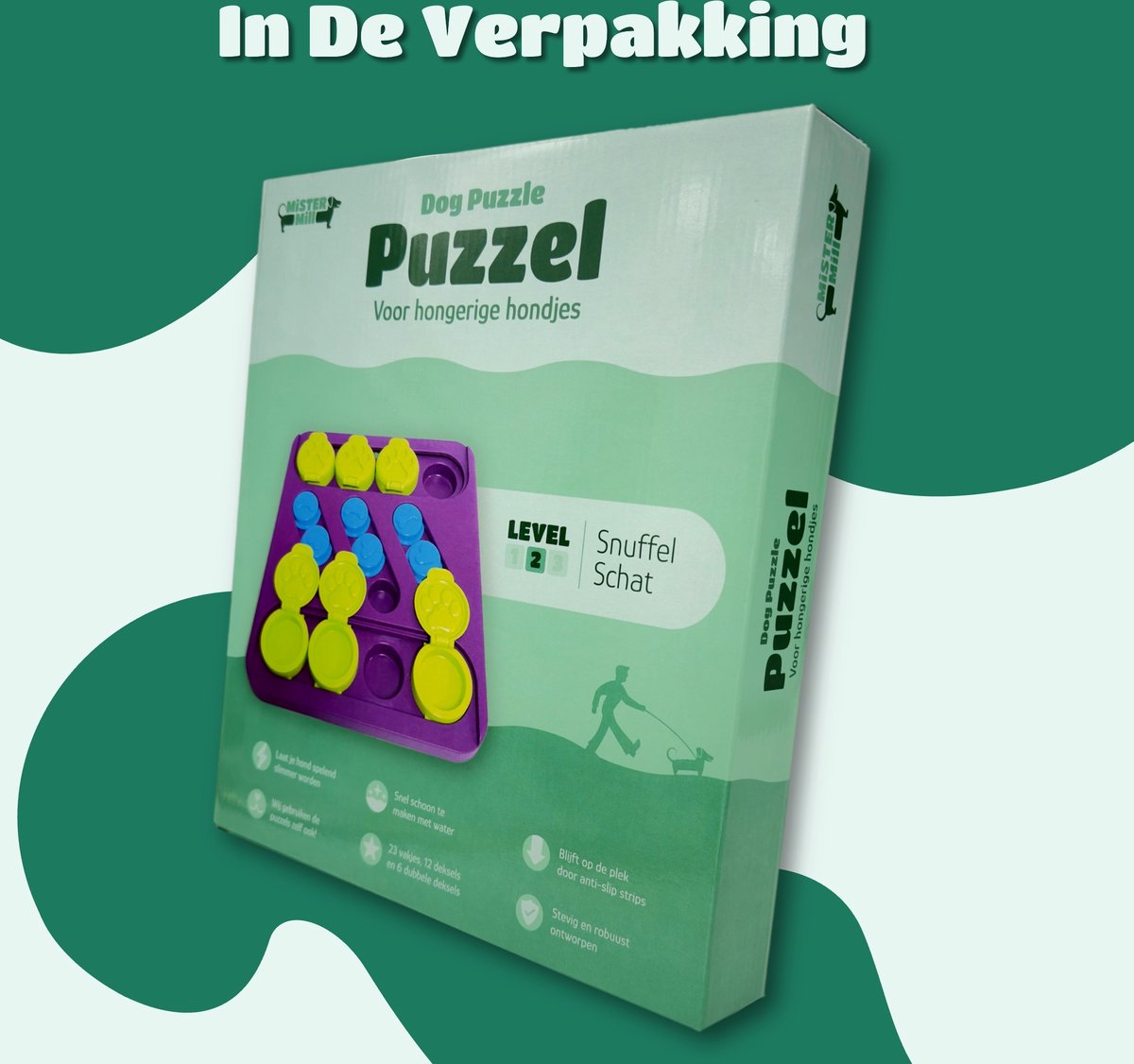 Mister Mill Puzzel Hond - Interactieve Hondenpuzzel - Intelligentiespeelgoed Hond / Kat - Denkspel Hond - Schatkist - Level 2 - Snuffel Schat - Interactieve Hond - Interactief Kattenspeelgoed - 30 x 27 CM — afbeelding 7