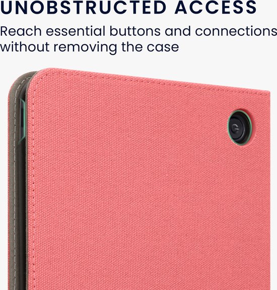 kwmobile e-reader hoesje geschikt voor Kobo Libra Colour hoes - Canvas eReader flip case - E reader cover met handband - In poederroze van Merkloos — afbeelding 5