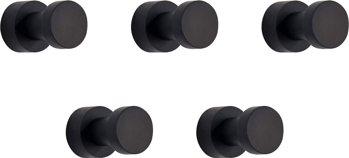 Goodivery ® Stijlvolle en Robuuste Zwarte Handdoekhaken Set van 5 voor Badkamer en Keuken