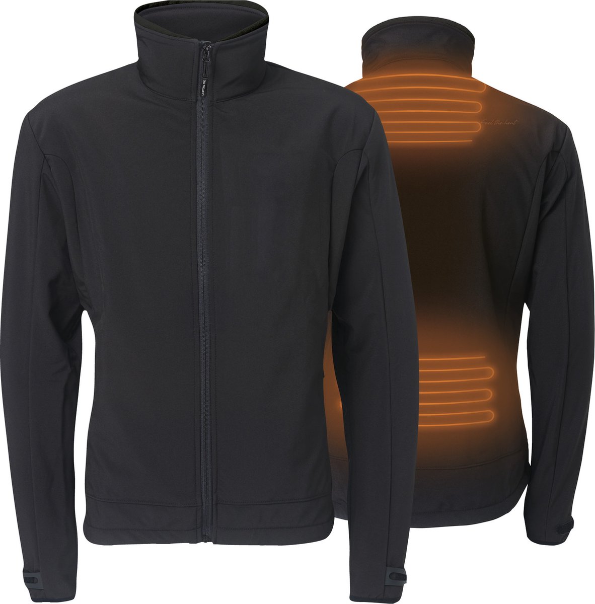 Verwarmde softshell jas - Regular fit voor heren - met extra warme fleecevoering - Super power technologie - Zwart