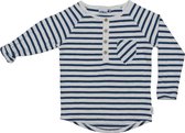 Ebbe - shirt - gestreept -  Offwhite/blue - Maat 152