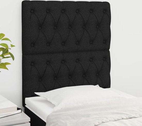 Têtes de lit vidaXL - 2 pièces - Tissu - Zwart - Oreiller - Confort de sommeil - Décoration de lit - Classique