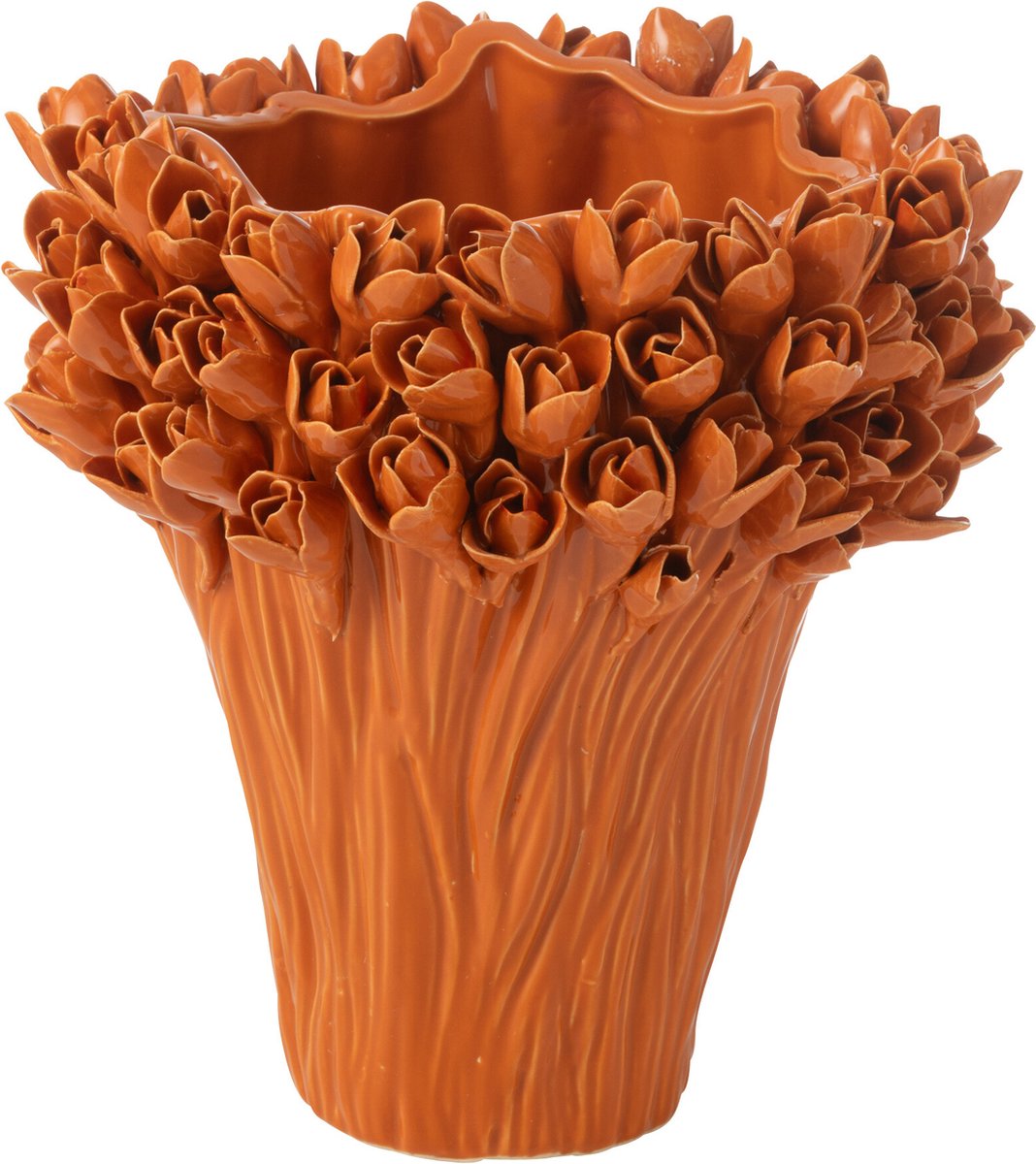 J-Line vaas Ambrosia - keramiek - oranje - medium - Ø 28 cm