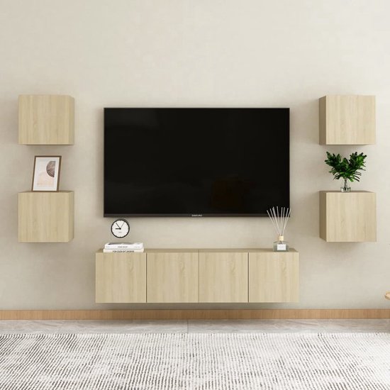vidaXL Tv-wandmeubelen 4 st 30,5x30x30 cm grijs sonoma