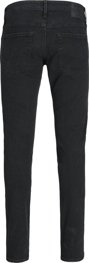 Zwarte denim jeans, recht van achteren. Jack & Jones.
