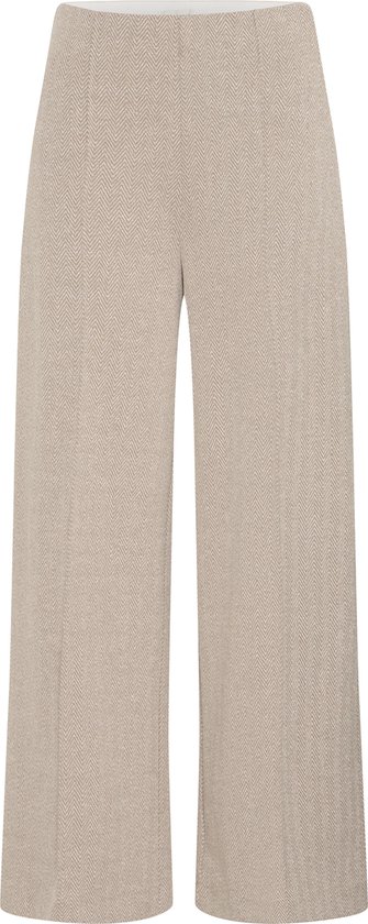 Bruine broek met visgraatpatroon en wijde pijpen