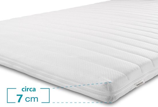 Surmatelas blanc zippé, environ 7 cm d'épaisseur, avec label EasyBedden.