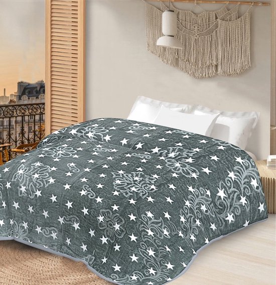 Sprei wol grijs- Heerlijke sprei voor eenpersoonsbed