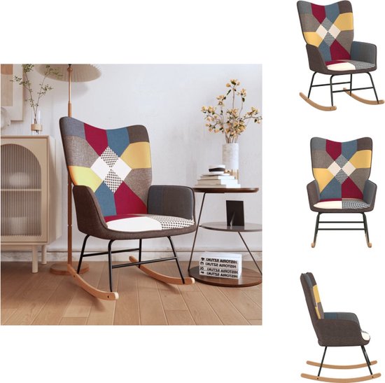 vidaXL Chaise à bascule Patchwork - Fauteuil - 61 x 78 x 98 cm - Multicolore - Chaise à bascule