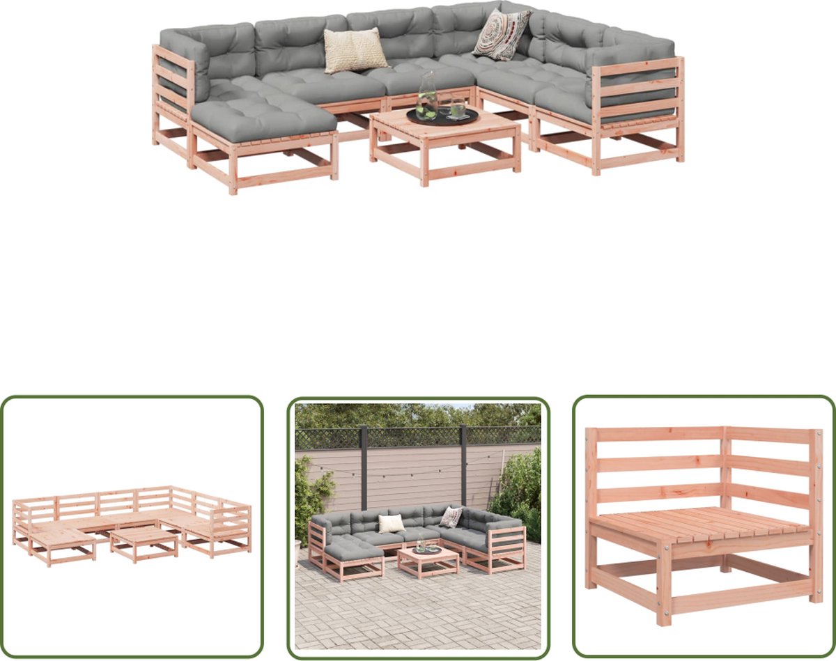 The Living Store 8-delige Loungeset massief douglas vurenhout - Tuinmeubles - Lounge Set - Houten Bank - Douglas Hout - Buitendecoratie