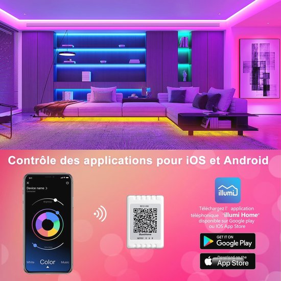 AILBTON 18M Outdoor LED-lichtband waterdicht, IP68 buiten LED-lichtband waterbestendig met app-afstandsbediening, muzieksynchronisatie RGB buiten lichtsnoer voor balkon, terras, dak, tuin, zwembad