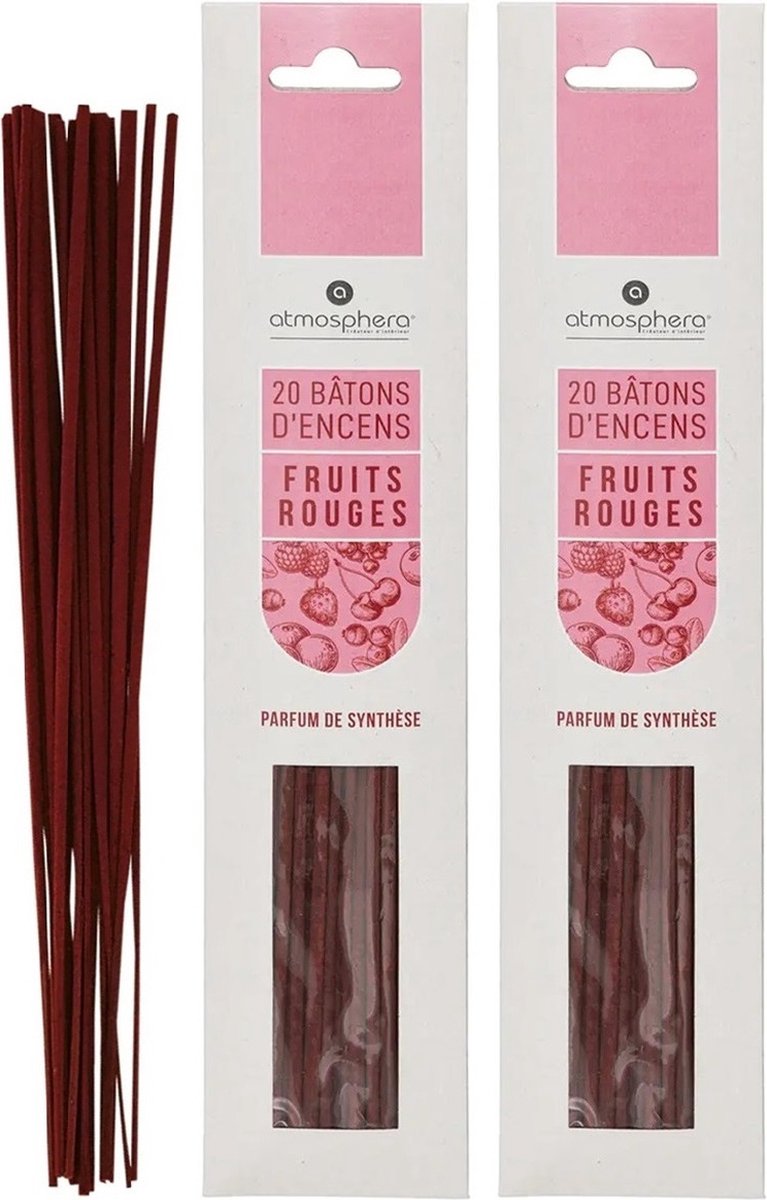 Atmosphera Wierook stokjes in fruit mix geur - voordeelpak - 40x stokjes - 25cm - Ontspannend - Kalmerend Roze