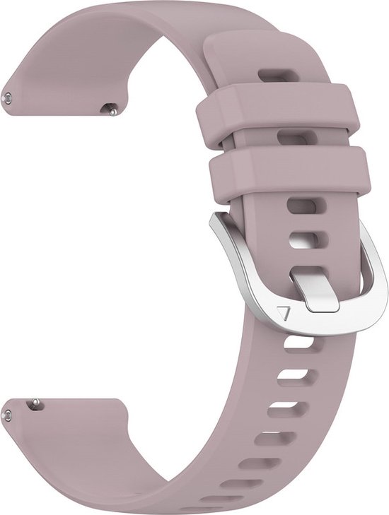 Bracelet en silicone violet clair avec boucle argentée.