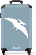 Bol.com NoBoringSuitcases.com® - Kinderkoffer jongen - Kindertrolley jongens - Blauw met Pteranodon dino - Handbagage koffer lic... aanbieding