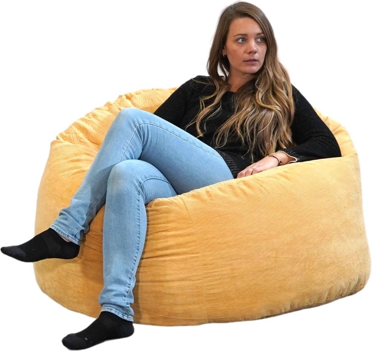 Goodivery ® Comfortabele XXL Zitzak voor Volwassenen en Kinderen met Optimale Rugondersteuning en Zachte Vulling in Geel