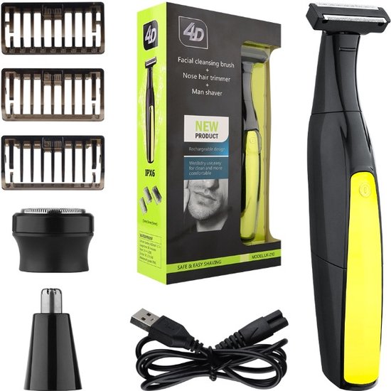 Scheerapparaat mannen- trimmer-oplaadbare baardtrimmer, waterdicht scheermes professionele haarscheermachine verzorging scheerblad (zwart)