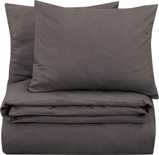 Housse de couette Uni - 100% coton naturel - 140x200/220cm - anthracite
