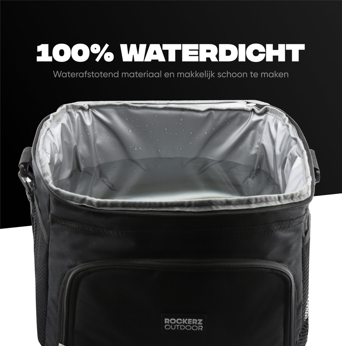 Rockerz Koeltas - 4 laags geïsoleerde - Incl. 2 koelelementen - 15 liter - Lunchtas - Picknicktas - Capaciteit voor 24x 33 cl blikken of 12x 33 cl flesjes - Slijtvast en duurzaam materiaal - Waterdicht en vuilafstotend - kleur: Zwart — cadeau in Sport & Outdoor - foto 8