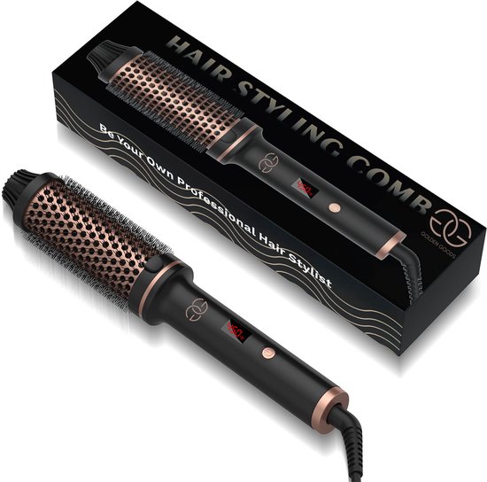 Golden Goods Krulborstel 3 in 1 - Keramische Stijlborstel - Warmteborstel 38 mm - Blowout Magic Brush met Ionentechnologie - Thermal Brush - Volume & Krullen