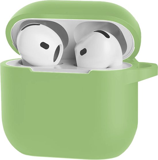 Case Geschikt voor AirPods 4 Hoesje Hoes Siliconen Met Clip Cover - Hoesje Geschikt voor Apple AirPods 4 Hoes Siliconen - Groen