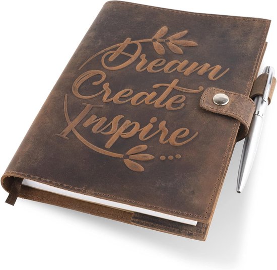 Handgemaakt leren dagboek - Notitieboek - If a Story is in You - Groen (80 pagina's