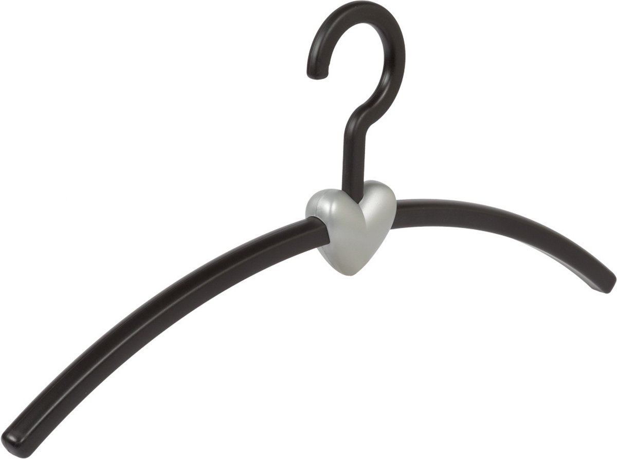De Kledinghanger Gigant - Garderobehanger - Jassenhanger - Volwassenen - 710720 - 8 Stuks - Eve - Kunststof - Zwart - Zilver - 45 cm - Kledinghanger - Kleerhanger (710720/8)