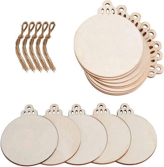 thumbnail: 30 Stuks Houten Kerst Hertenkop Ornamenten - Onbewerkt DIY Versieringen Met Jute Touw