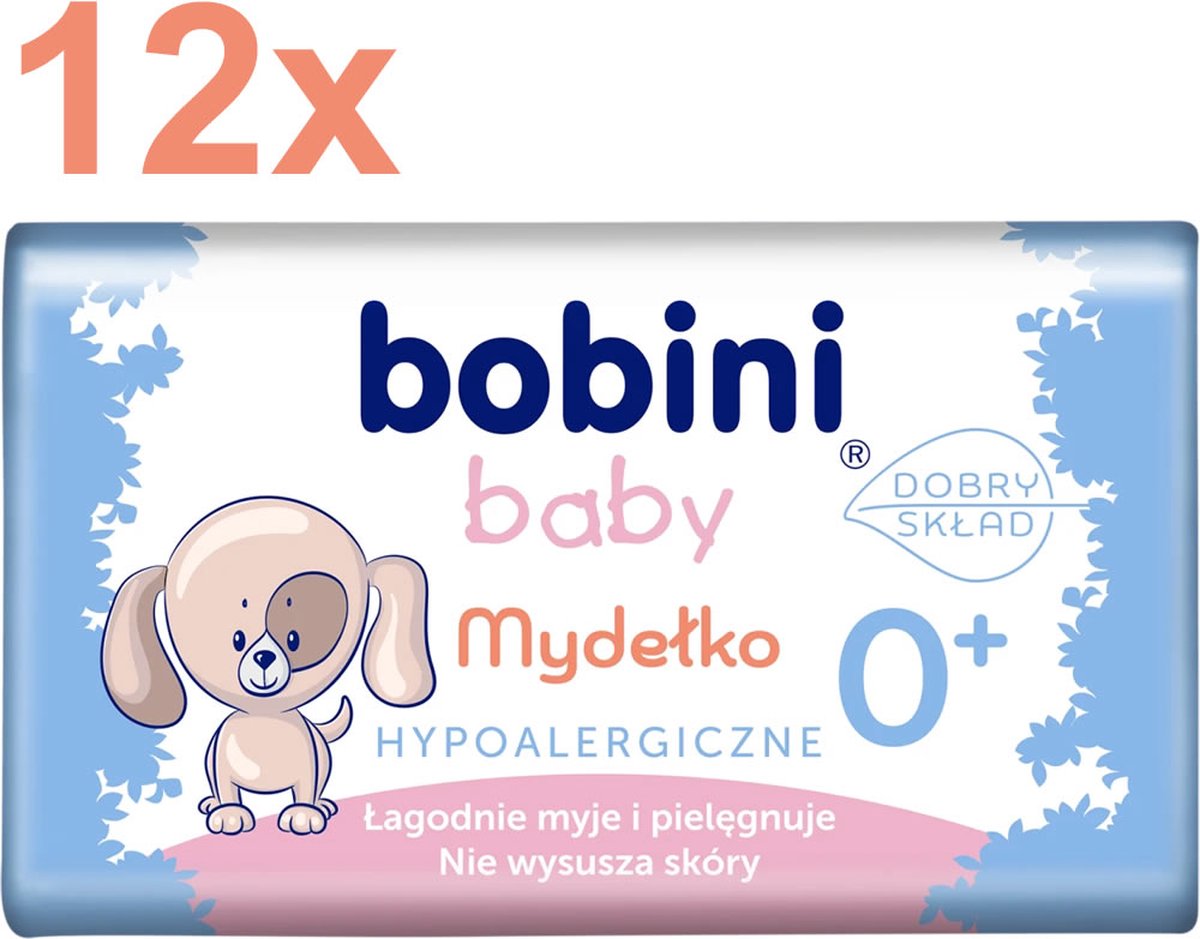 Goedkoopste Bobini Baby - Hypoallergeen - Zeep voor Baby's - 12x 90 gram - Voordeelverpakking
