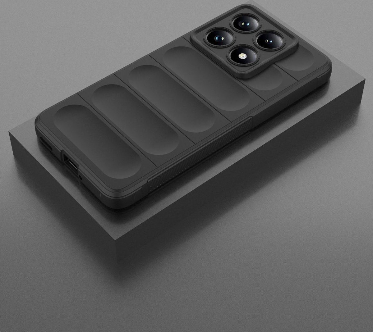 Mobigear Hoesje geschikt voor Xiaomi 14T Pro Telefoonhoesje Flexibel TPU | Mobigear Bumpy Backcover | 14T Pro Case | Back Cover - Zwart