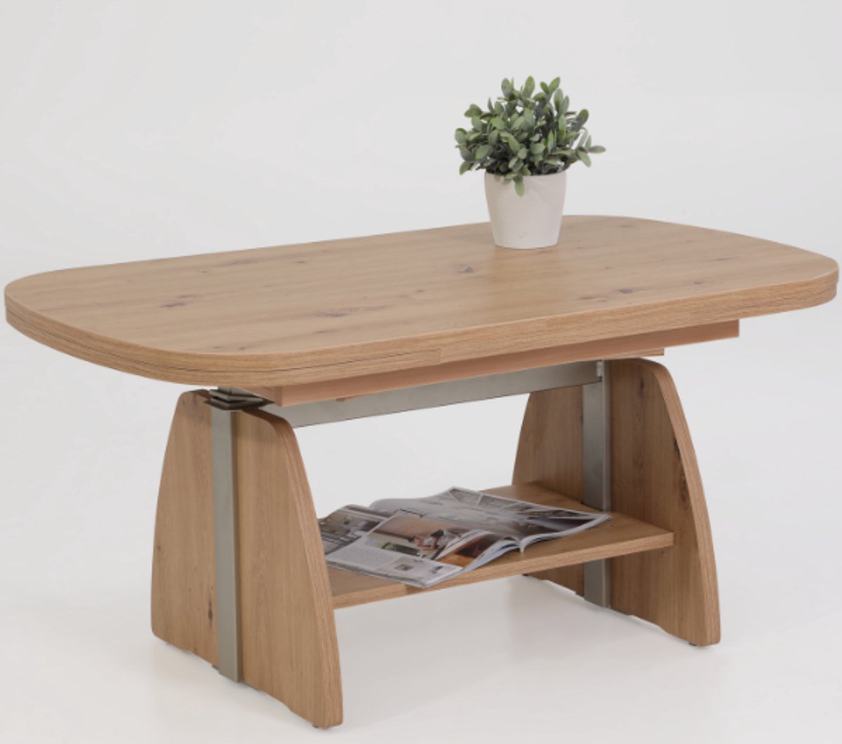 Salontafel Vienna 108/157x67x52/71 Cm-artisanale Eik