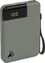 Aqiila Powerbank 5 000 mAh, 12 W, écran LCD, 2 x USB-C, 1 x USB-A, chargement direct, léger, sans danger pour les avions, finition douce au toucher, Powerbird, vert mousse