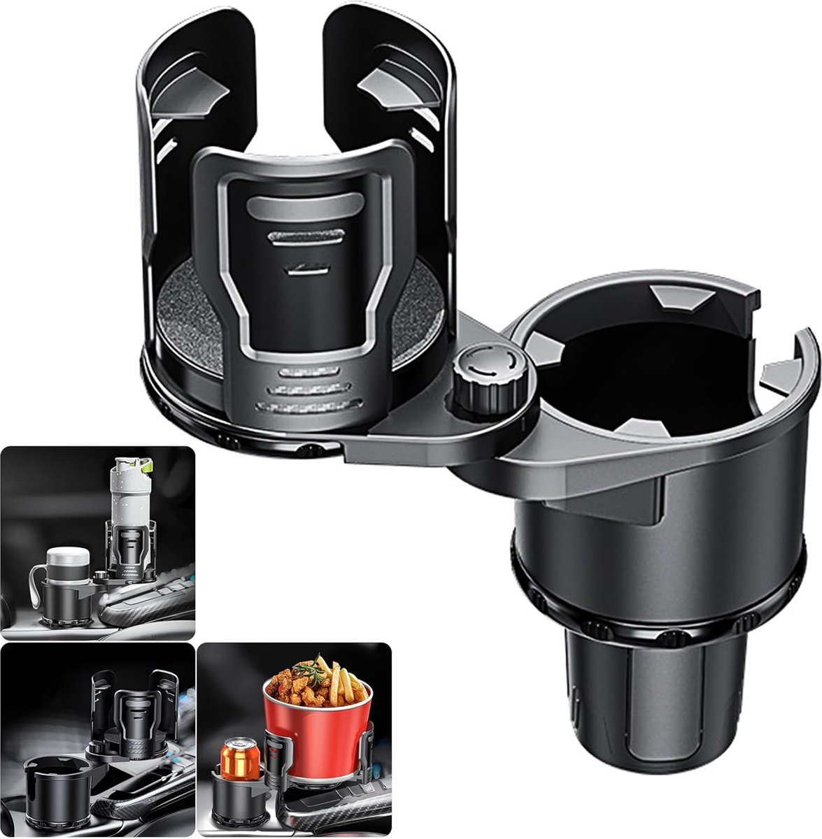 Goodivery ® Multifunctionele Autocuphouder met 360° Draaibare Dubbele Houder voor Diverse Auto-interieurs