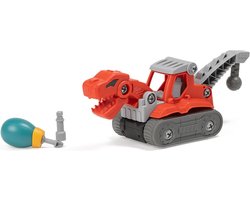Eurekakids Dino Bouwpakket Auto Rood - Dinosaurus Sloopwagen om te Bouwen - Sloopauto en T-Rex in 1
