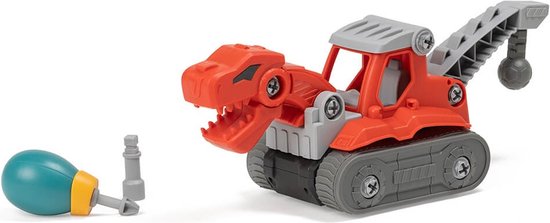 Eurekakids Dino Bouwpakket Auto Rood - Dinosaurus Sloopwagen om te Bouwen - Sloopauto en T-Rex in 1