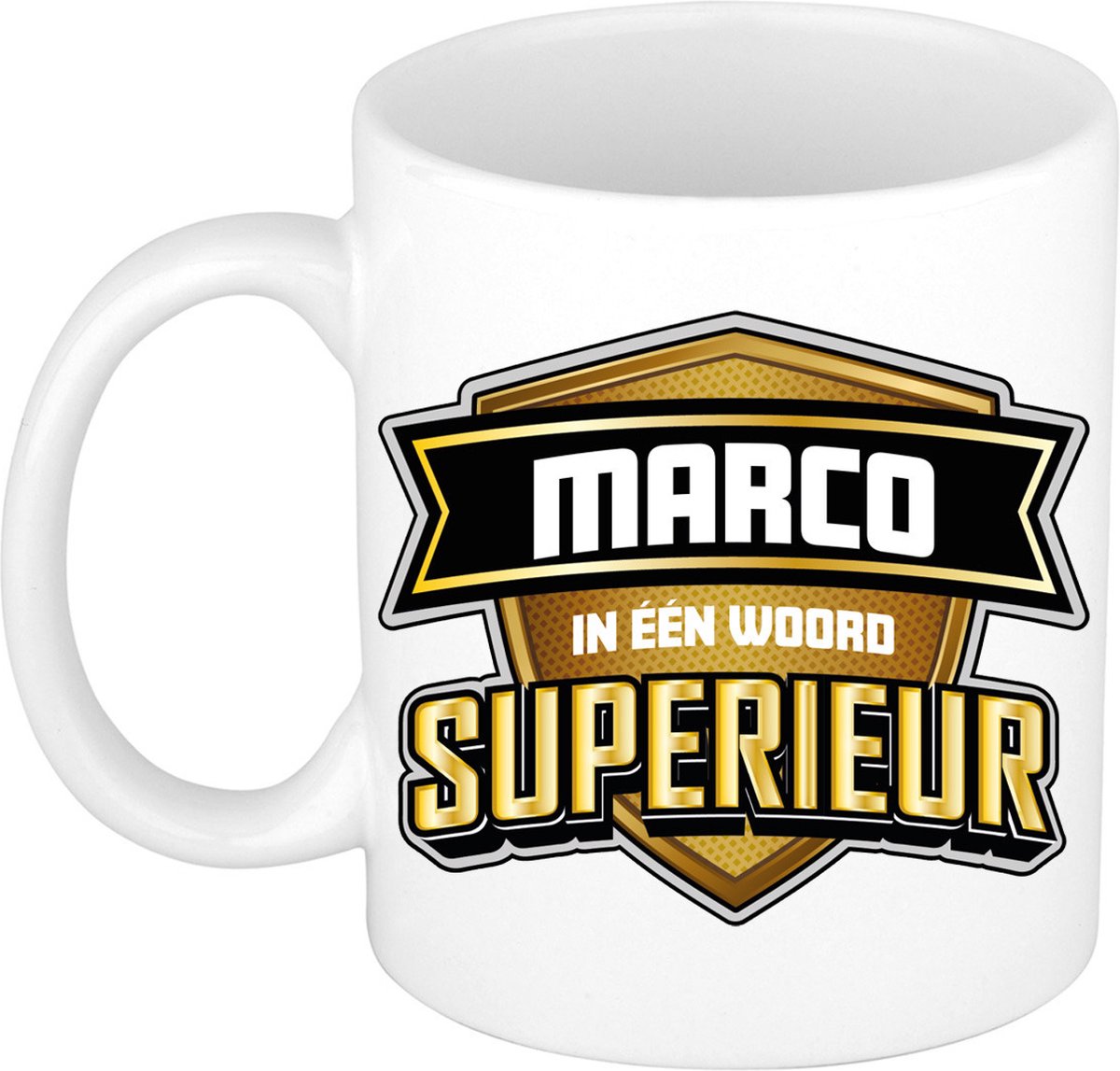 Bellatio Decorations Naam mok Marco - wit - Superieur - keramiek - 300 ml - collega beker - cadeau