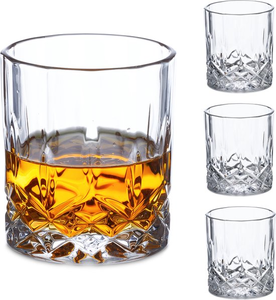 Whiskyglazen Set van 2 Vintage Whisky Tumblers 300ml Drinkglazen Kristal Glazen Bekers Loodvrij Bourbon Brandy Rum Cocktail Drinkware Glaswerk Barware Thuis Bar Party Mannen Gift