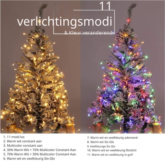 Kerstverlichting buiten - 10 meter 500 LED - EXTRA Warm Wit - Lichtsnoer Nano Koperdraad - IP44 Stekker met timerfunctie - Kerstboomverlichting - geschikt voor binnen en buiten - kerstverlichting led