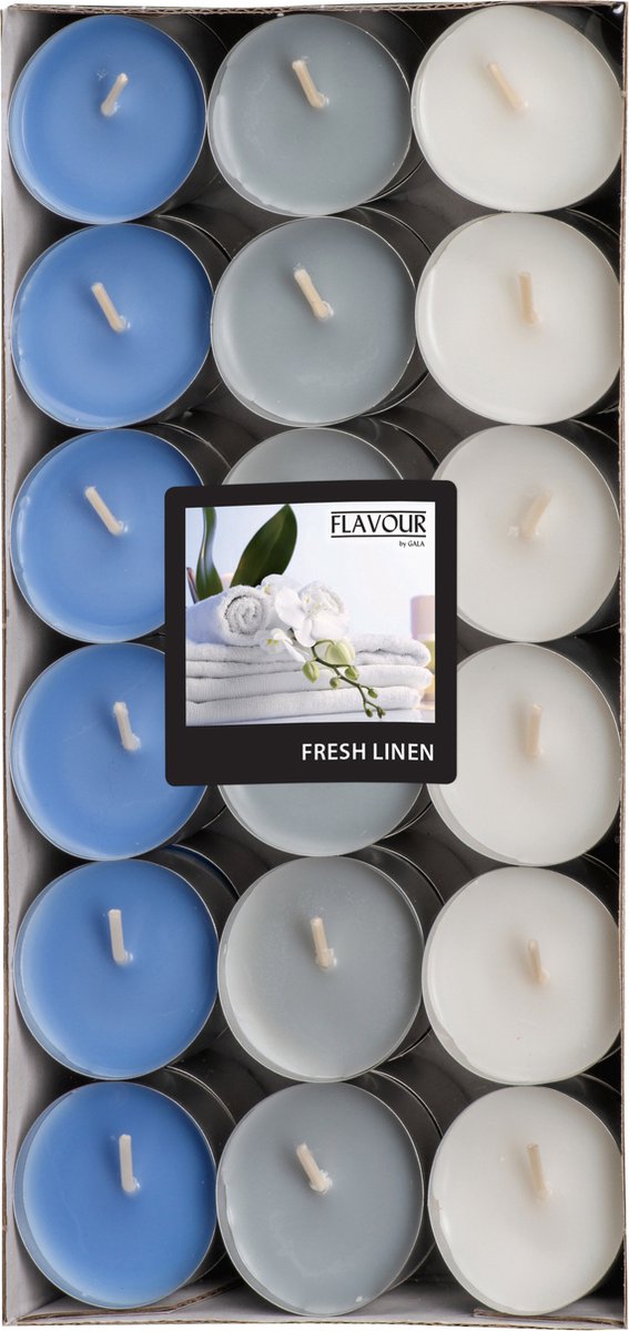 Conpax Geur theelichtjes/waxinelichtjes - Mega pack - 36x - Fresh Linen aroma - 4,5 branduren