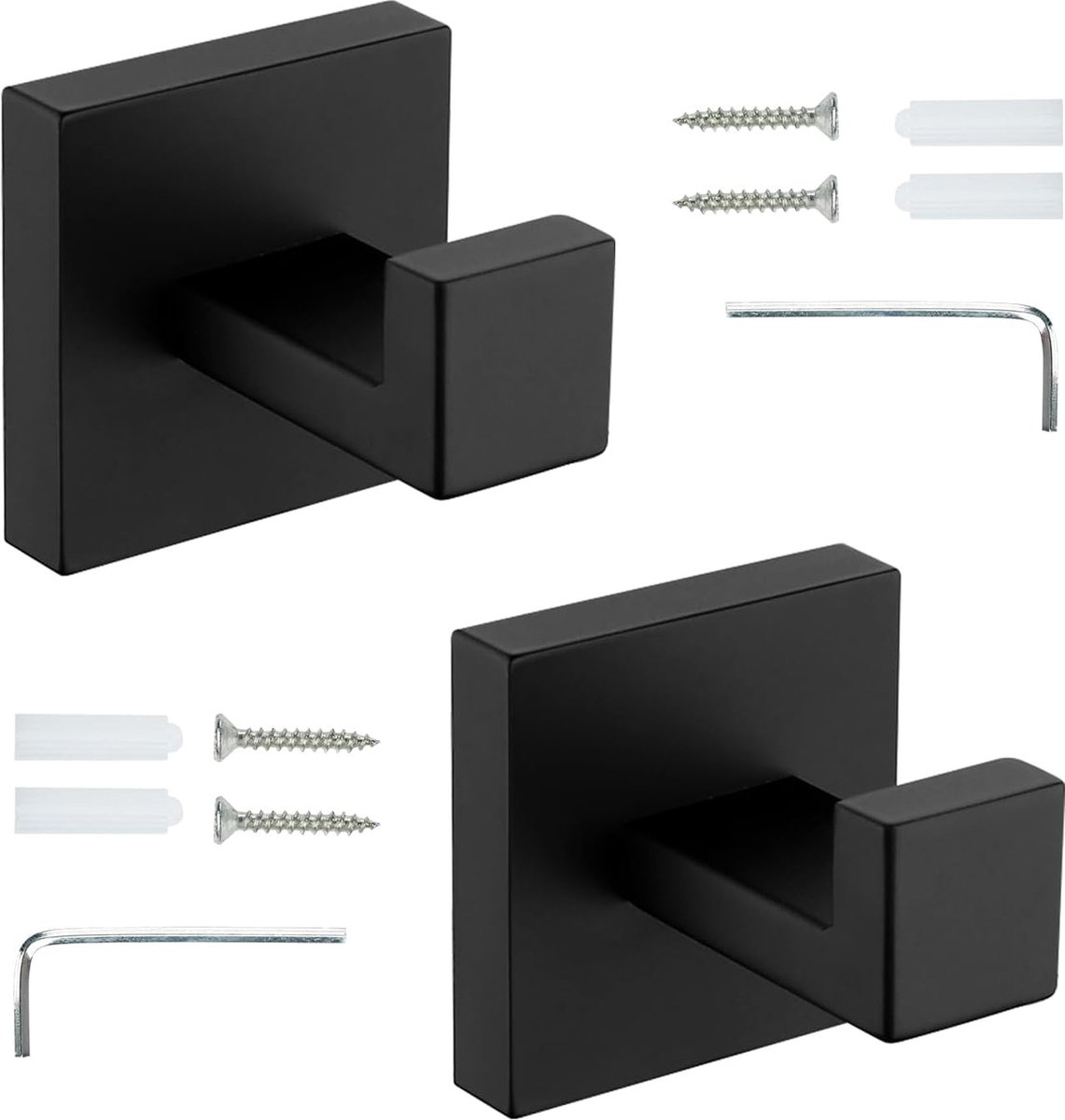 JGS ® Elegante Roestvrijstalen Wandhaken voor Badkamer en Keuken - Set van 2 Stuks