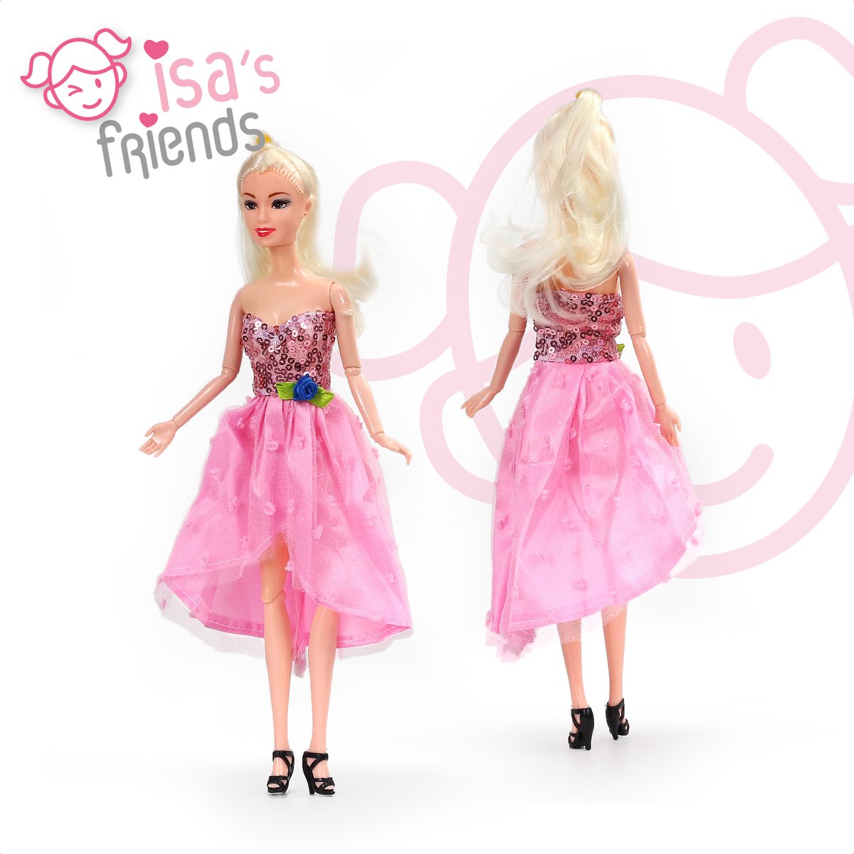 Isa's Friends® Poppenkleertjes - 5 Outfits voor modepoppen - Setje 'Zoë' - Geschikt voor Barbie — afbeelding 8