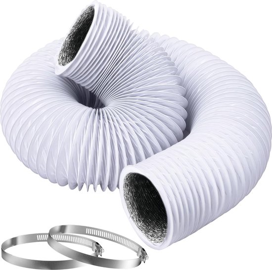 Tuyau De Ventilation PVC Souple Ø100 Mm – 2,5 M Avec 2 Colliers Inox – Pour Climatiseur Mobile, VMC, Hotte, Extraction Air – Flexible Résistant Chaleur