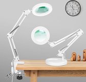 LED vergrootlamp, verstelbare 5x vergrootglas bureaulamp met 3 kleuren 4,1 inch diameter glas USB vergrootlamp met verstelbare draaibare arm voor lezen/kantoor/werkbank. (zwart) (33cm