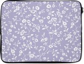 Housse pour ordinateur portable 17 pouces - Motif fleuri - Violet - Wit - Fleurs - Housse pour ordinateur portable - Dimensions intérieures 41x28 cm - Dos noir