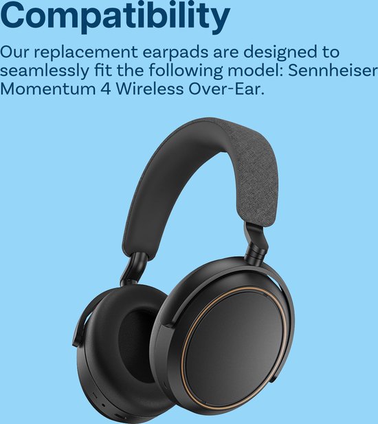 Zwarte Sennheiser Momentum 4 koptelefoon met stoffen hoofdband.