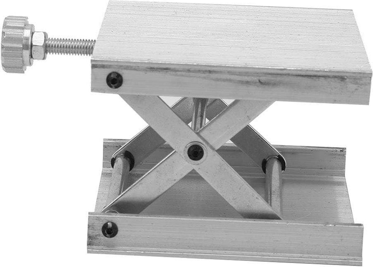 Mini Schaarlift - Laboratoriumlift Hefplatform - Precisie Positionering - Handmatig Verstelbaar - 90 x 90 Mm - Zilver