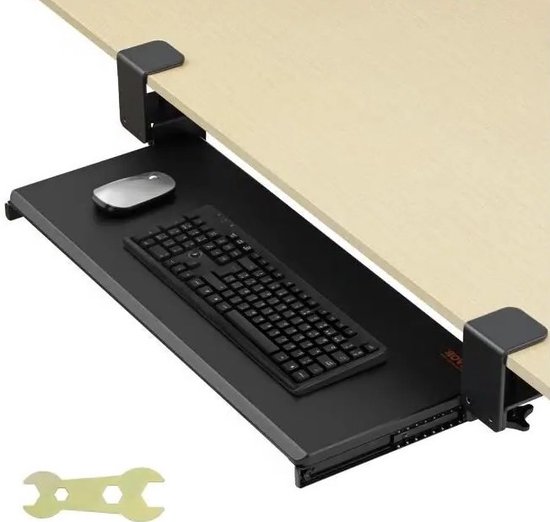 Houten Toetsenbord Lade Onder Bureau Verschuifbaar,In hoogte verstelbare toetsenbordstandaardlade,Verschuifbare toetsenbordplank/ladesteun, toetsenbord en muis opslagplanken
