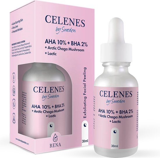 CELENES by Sweden - AHA 8% + BHA 2% + Champignon Arctic Age - Sans Sans alcool, sans parfum et sans paraben - 30ml - Sérum visage