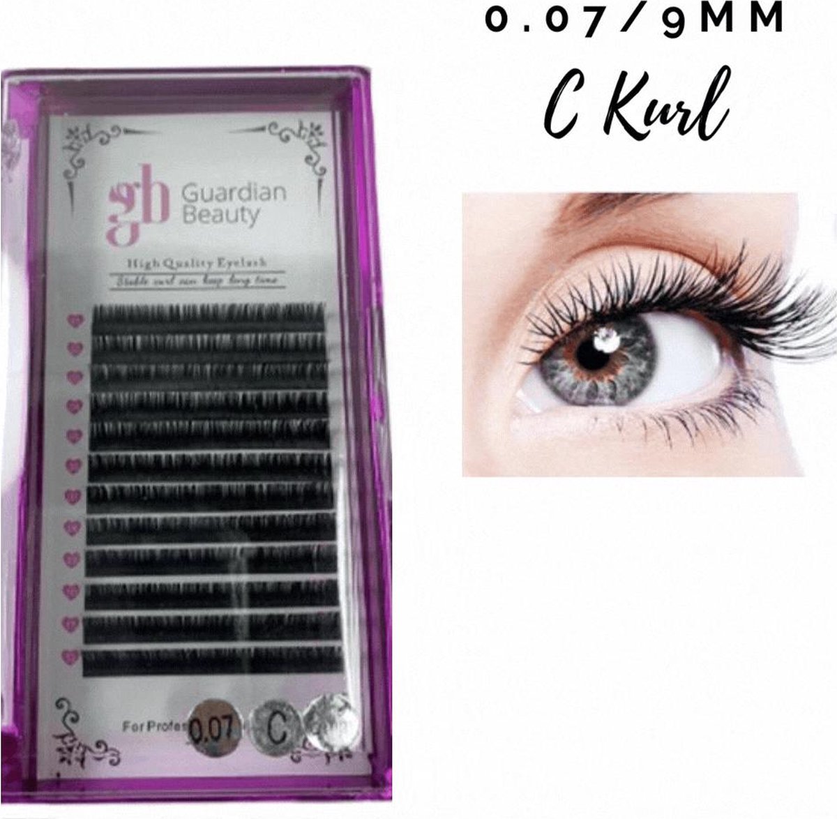Guardian Beauty Wimpers Extensions - 9mm - 0.07 C Krul