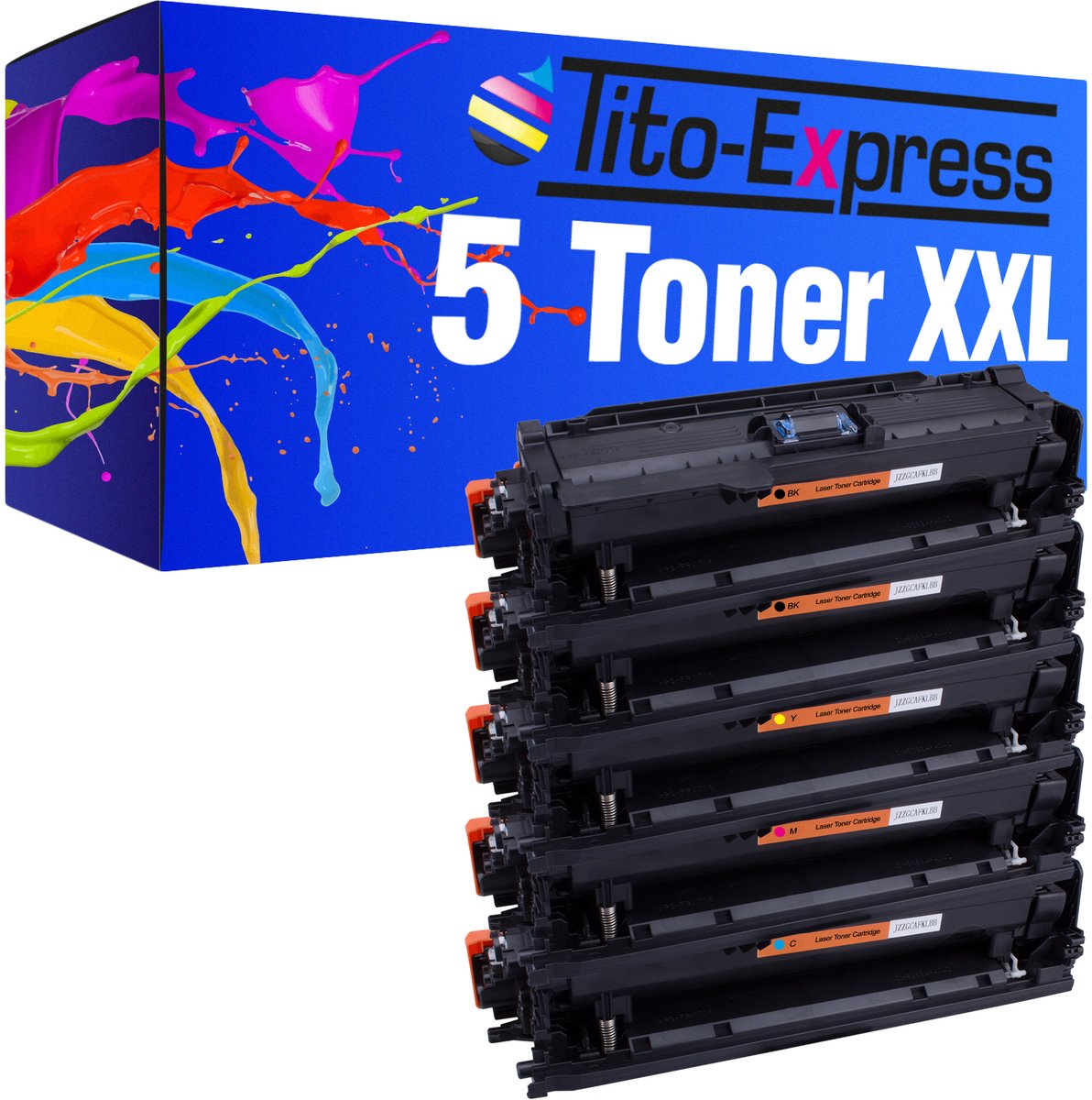 PlatinumSerie® 5 x toner XXL alternatief voor HP CE260X CE261A, CE262A CE263A