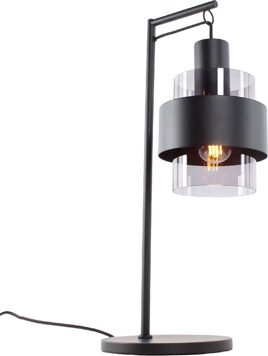 Tafellamp Calcio 4 lichts excl. 4x G9 LED H 60 cm rook glas zwart